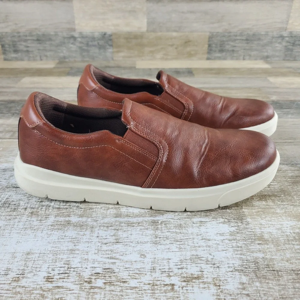 Dr. Scholls Madison CFX Mens Shoe Sz 11 W Brown Pebbled Leather‎ Slip on Sneaker